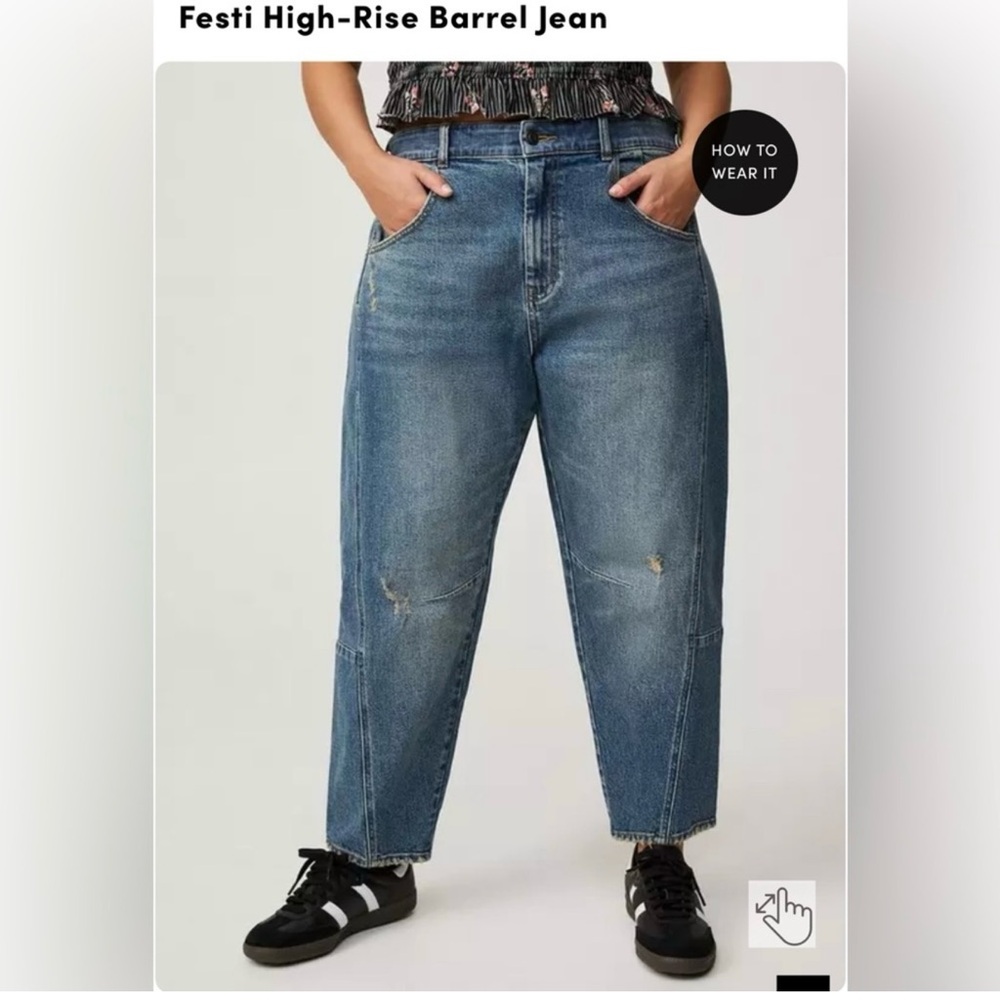 torrid Blue High-Rise Barrel Jeans